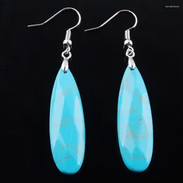 Dangle Earrings Natural Stone Turquoise Reiki Beads Hook Drop Earring Vintage Polygon For Female Jewellery Gift IR3202