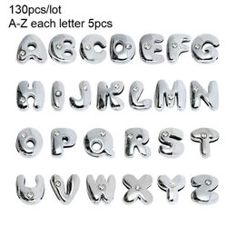 More Options DIY accessory Bead Caps 130pcs 8mm English Alphabet Slide Letters Charms Rhinestone Fit Pet collar Wristband keychain245y
