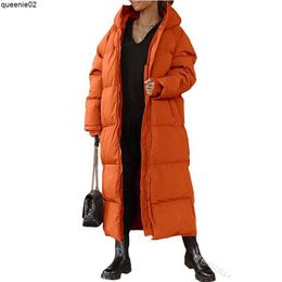 Women's Jackets Hooded Solid Colour Extended Cotton Coat Fashion Casual Zipper Long Sleeved Women's Coat