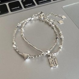 Link Bracelets Sterling Silver Pearl Handmade Geometry Bracelet For Women Girl Beading Ins Jewellery Gift Bangles