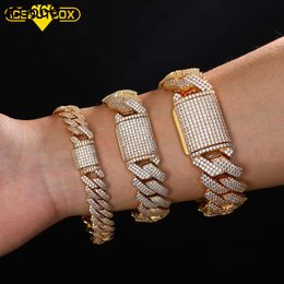 Fashion Jewellery Hip Hop Iced Out 18K Gold vvs Copper CZ Moissanite Crystal Luxury Miami Cuban Link Chain Bracelet For Men Women