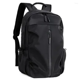 Backpack Solid Black Men's Backpacks Cool Streetwear Style Man Large Capacity School Bags Waterproof Nylon For Men