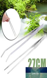 27cm Aquarium Live Tank Straight Curve Plant Tweezers Long Tongs Stainless Steel Plant Fish Tank Tweezer Cleaning Clamp Tool2742490