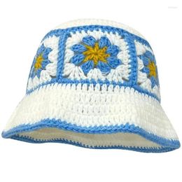 Ball Caps 2023 Women's Handmade Crochet Bucket Hats Y2k Fashion Summer Beach Hat Korean Hollow Knitted