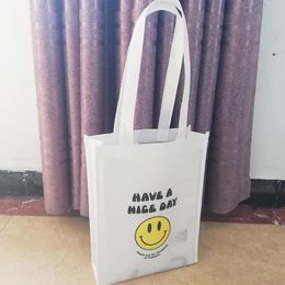 Bags 200pcs/lot wholesale budget printed shopping tote bags for promotion custom reusable non woven bags as a gift for events
