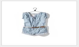 2016 Summer New Baby Girls Denim Jumpsuit Skirt Children Cowboy Pants Shorts With Belt Kids Conjoined Pants Cute Girl OnePiece Ro6588161