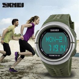 SKMEI 1058 Heart Rate Monitor watch pedometer Sport LED watches for men women 50m waterproof digital watch sports calorie counter 247s