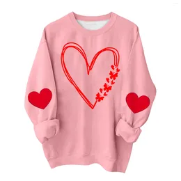 Women's Hoodies Pullover Delicate Fashion Women Tops O-Neck Long Sleeves Valentine'S Day Printed Sweatshirts Vintage Pull