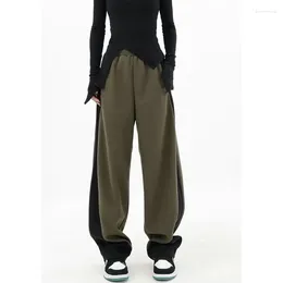 Women's Pants Sweatpants Women Patchwork Loose Elastic Waist Wide Leg Casual Spring Streetwear Fashion Color Block Y2k Trousers