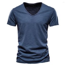 Men's T Shirts Summer Mens Cotton V-neck Short Sleeve T-shirt Selling Blue Thin Plus Size Tshirt Xxxl Boys Casual Oversized Shirt