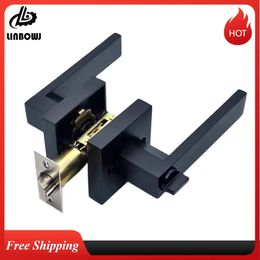 Black Door Handle Door Handle Lock Square Channel Privacy Mask Interior Bedroom Room Bathroom Three-Bar Spherical Lock Home Lock 231222