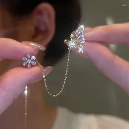 Dangle Earrings Butterfly Women's Ear Cuff Flower Inlaid Zircon Shiny Korean Fashion Tassel Wedding Party For Women Accessories