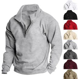 Men's Hoodies Winter Man Warm T Shirt Thick Standing Neck Solid Colour Basic Pullover Sweatshirt Thermal Underwear Tops Clothing For Men