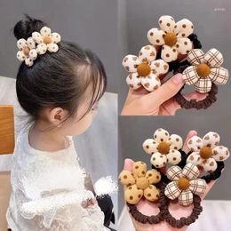 Hair Accessories Women Korean Style Coffee Colour Elastic Bands Big Floral Fabric Tie Rope For Girls Headwear Gift