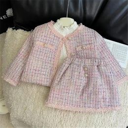 New Style Kids Girls Clothes Sets Autumn Winter Girl Baby Coat Tops with Skirts 2piece Suit Children Clothing Toddler Infant Outf