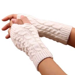 Five Fingers Gloves Women's Long Fingerless Gloves Mitten Winter Warmer Knitted Arm Sleeve Fine Casual Soft Girls Goth Clothes Punk Gothic GlovesL231223