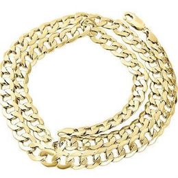 Mens Real 10K Yellow Gold Hollow Cuban Curb Link Chain Necklace 8mm 24 Inch165b