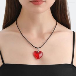 Pendant Necklaces Heart Acrylic Necklace For Women Men Fashion Punk Jewelry Accessories Friends Gift Big Red Rope Chain Lover Choker