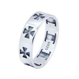 Size 6-10 Lady Girls 925 Sterling Silver Ring Jewellery Newest S925 Punk Style Cycle Cross Ring230W