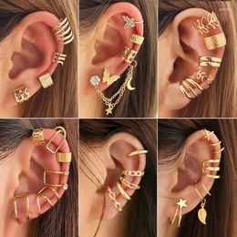 Backs Earrings Women Ear Cuff Punk Style Personality Clip Set Gold Color Non-Piercing Clips Fake Cartilage Year Gifts