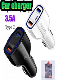 Type C Fast Car Charger Dual USB Ports QC 30 Fast Charging 35W 7A Quick PD Chargers Car Adapter For Moblie Phone iPad9672832