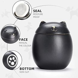 Urn for Cat Ashes Shape Memorial Cremation UrnsHandcrafted Black Decorative Urns FuneralCat urncat memorial 231222