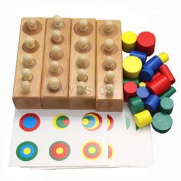 Baby Toy Montessori Educational Baby Wooden Toys Colourful Socket Cylinder Block Set For Children Educational Preschool Early Learning Toyzln231223