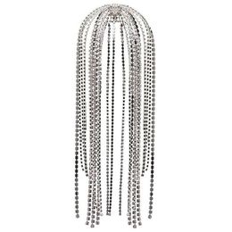 StoneFans Trendy Rhinestone Hair Accessories Chain for Women Jewelry Elegant Full Crystal Tassel Hairbands Long Chain Headwear W01326V