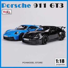 Electric/RC Maisto 1 18 Porsche 911 GT3 Racing Edition Die Casting Alloy Car Model Art Deco Collection Toy Tools Gift FactoryL231223