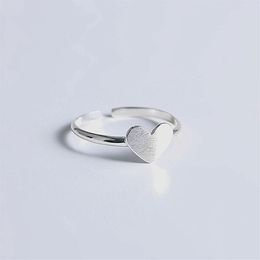 Genuine 925 Sterling Silver Love Heart Ring Women Minimalist Fashion Sweet Girl Student Jewellery Party Birthday Gift 2105072464
