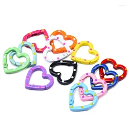 Keychains 5/10pcs Multicolor Metal Spot Heart Ring Spring Clasp Carabiner Clips Hook For DIY Jewellery Buckle Connector Supplies