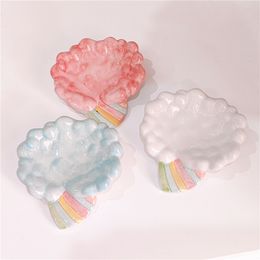 Rainbow cloud drain soap box toilet high-grade creative perforation-free ceramic soap box fairy soap dish