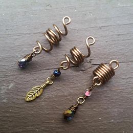 Hair Clips Boho Dread Beads Tarnished Brass Accessories Fall Colours Sleeves Dreadlock Jewellery