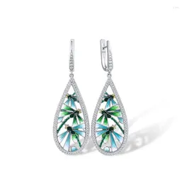 Dangle Earrings 2023 Fashion S925 Silver Drop For Women Handmade Enamel Elegant Dragonfly Pendant Earring Dangling Party Jewellery