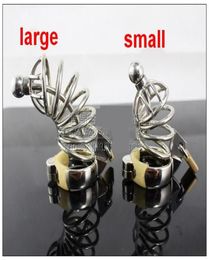 Male Stainless Steel Cock Cage Penis Ring With Catheter Chastity Belt Device Adult Bondage BDSM Fetish Sex toy Large Small1703621