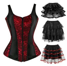 Bustiers Corsets Overbust Corset Top With Straps Jacquard Bustier Zipper Plus Size For Women Dress Skirt Black Red Pink Purple8987886