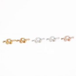 Fashion Small Knot Stud Earring Cute Style Environmental protection material Gold Silver Rose Three Colour Optional For Women258u