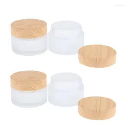 Storage Bottles 200 X 50g 30g 15g 10g 5g Empty Refillable Glass Cream Jar Containers With Imitation Wooden Caps And Inner Lids