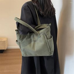 Evening Bags 2023 Striped Women's Handbag Soft Corduroy One Shoulder Postman Bag Fashion Autumn Large Capacity Travel Wallet
