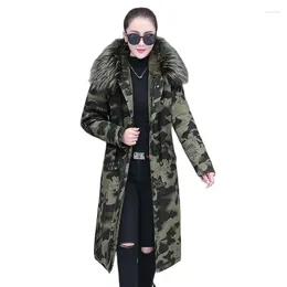 Women's Trench Coats Nice Winter Overcoat Women Add Velvet Lining Keep Warm Parkas Female Long Camouflage Jacket Coat 4XlC1356