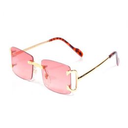 new fashion sports Sunglasses Leopard Gold Metal Alloy lenses rimless glasses Women vintage Glasses attitude buffalo Box Lunettes 260u