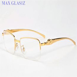 mens womens rectangle sunglasses gold silver frames glasses new fashion sport buffalo horn glasses clear lenses with better qualit266x