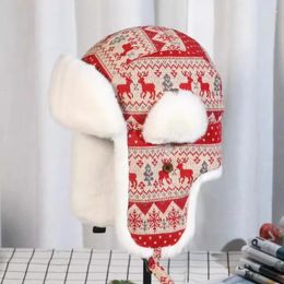 Berets Autumn Winter Men Women's Lei Feng Cap Thermal Ear Skiing Motorcycle Cold-proof Cotton Hat Kids Faux Fur TB1717