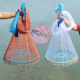 Accessories New Steel Chain Fishing Net Small Mesh Hole Hand Cast Fishing Net 4.2m7.2m Korean Easy Throwing Fishing Net Fishing Tools