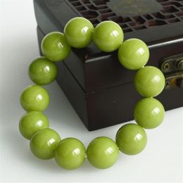 Beaded Strands GREEN Fluorite Night Pearl Bead Bracelet Glow Light Bracelet Moonstone stone Natural jade for women men265q