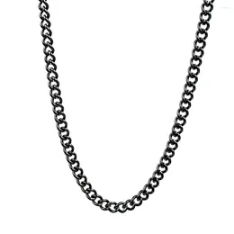 Pendant Necklaces 3pcs Lot Black Stainless Steel Curb Link Chain Necklace For Women Mens Fashion Jewelry In Bulk 4.5mm 18-28inch