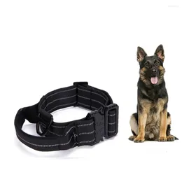 Dog Collars Reflective Material Tactical Collar Durable With Alloy Buckle Adjustable Harnesses Military Nylon Pet Leash Husky