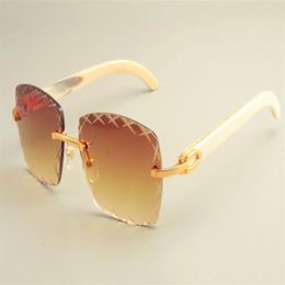 2019 new square engraving lens V8300177 sunglasses fashion sun visor pure natural white horns mirror legs sunglasses privat199P