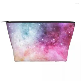 Cosmetic Bags Galaxy Nebula Trapezoidal Portable Makeup Daily Storage Bag Case For Travel Toiletry Jewellery