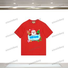 xinxinbuy 2024 Men designer Tee t shirt Christmas tree letter printing short sleeve cotton women Black white Grey M-3XL